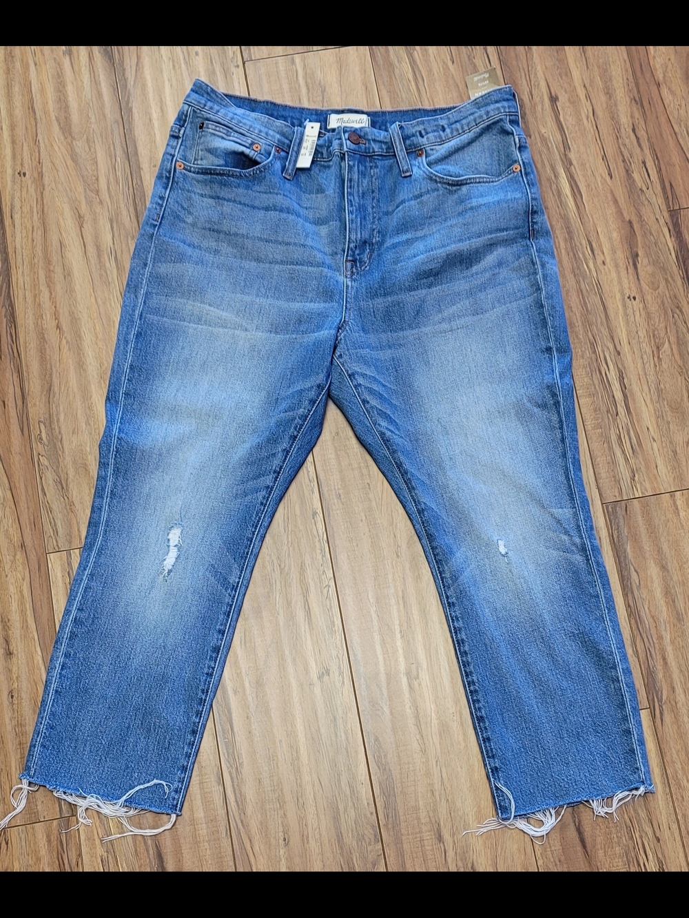 Women’s Mid Wash Blue Distressed Jeans